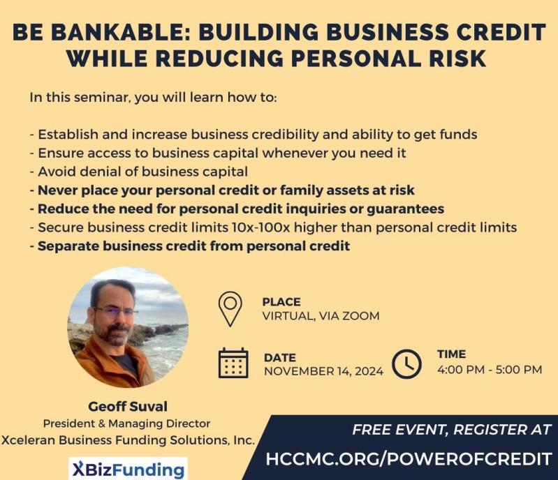 HCCMC Virtual Seminar: Be Bankable! Building Business Credit